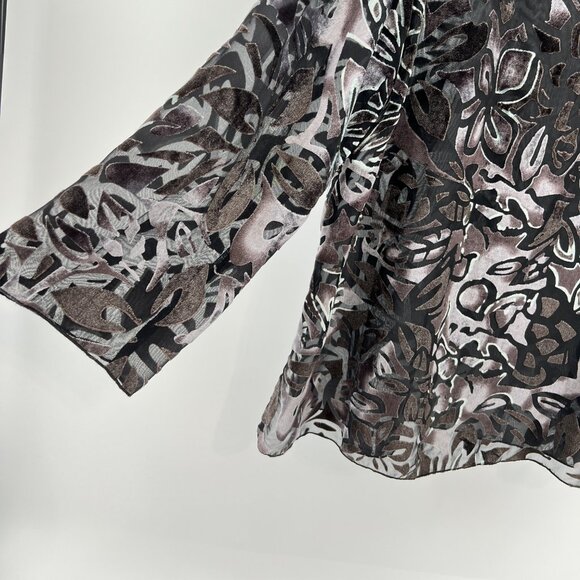 🖤Chic Sheer Burnout Velvet Blouse by Additions by Chico's  Black Brown Size 3🖤 - Picture 4 of 14